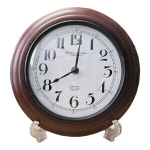 15 Inch Wall Clock Sterling and Noble Company Number 9 Dark Brown Wood Frame